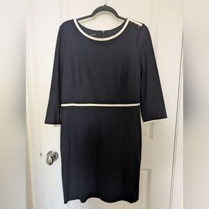 Elegant Black Dress with White Trim by Talbots